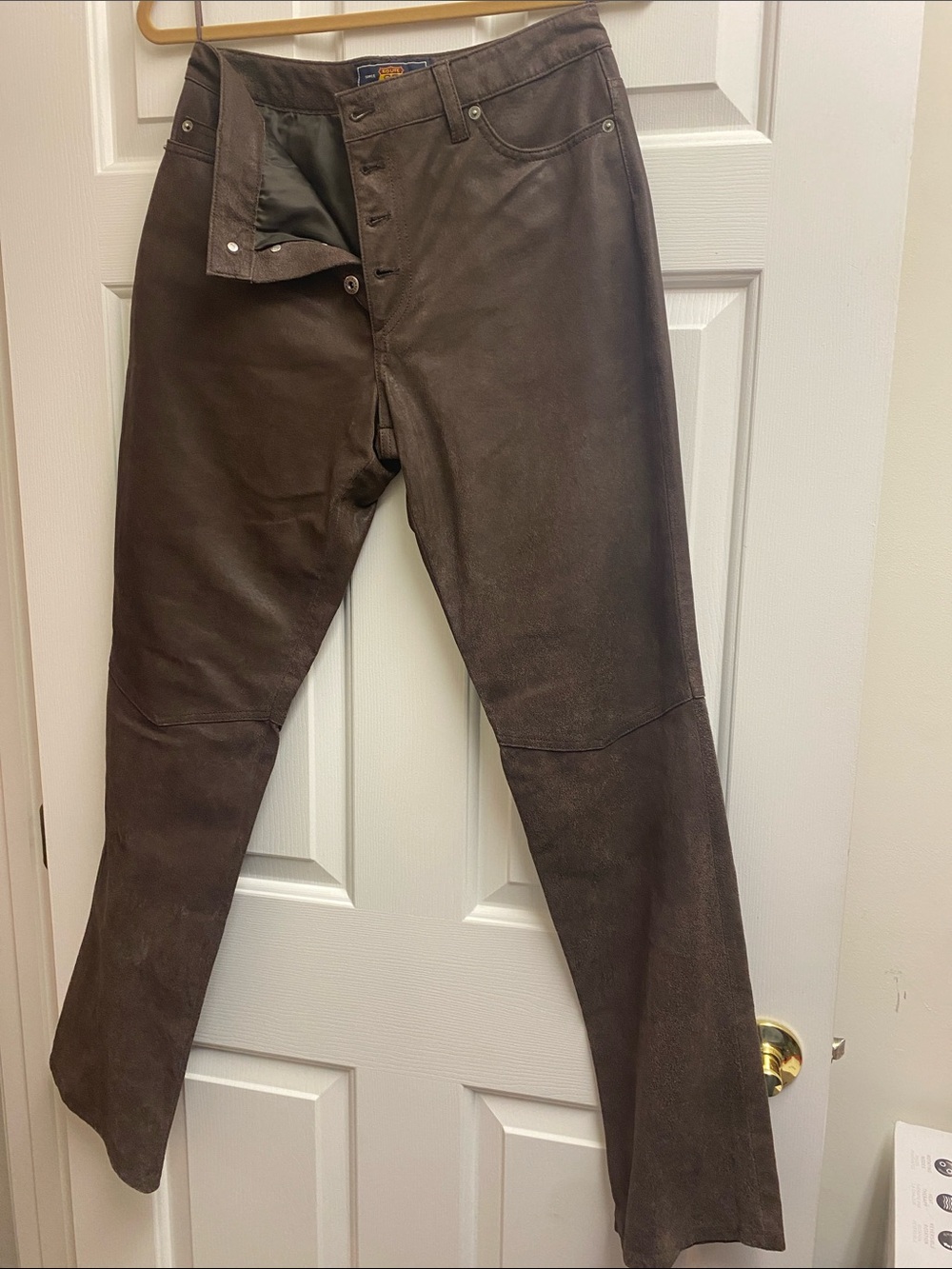 VINTAGE Route 66 Dark Brown Leather Flare Pants - size 8 - lined